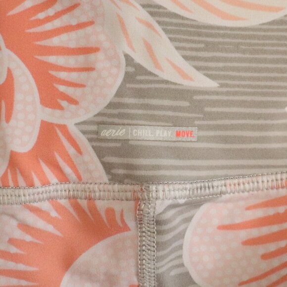 Aerie Women's Large Pink Floral High Rise Athletic Pocket Leggings - Picture 8 of 13